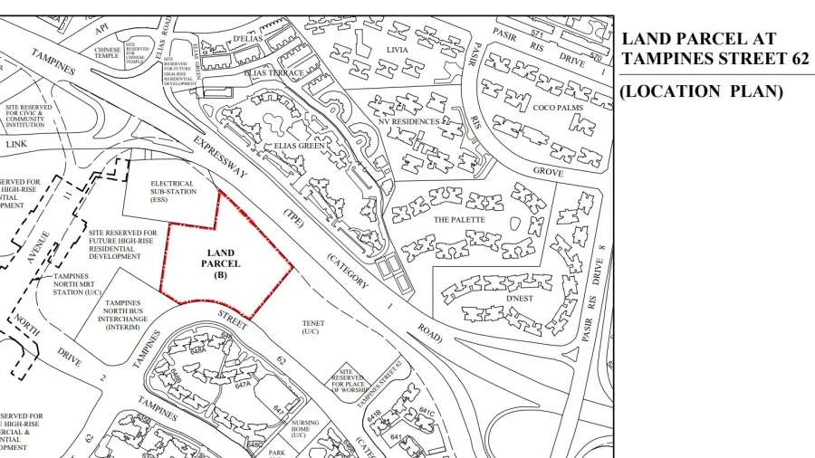 Tampines Street 62 (Parcel B) location (Map by the Housing and Development Board)