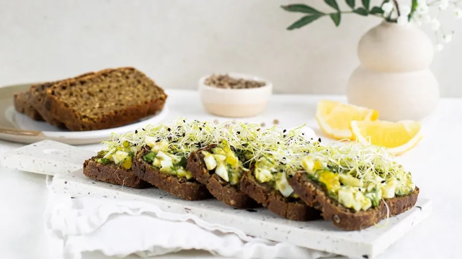 Hemp egg mimosa tartine. /Le Pain Quotidien Belgium Facebook page