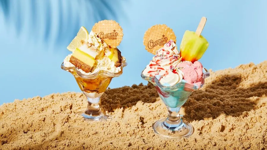 Lemon Meringue Cheesecakundae and Retro Rocket Sundae. /Creams Cafe