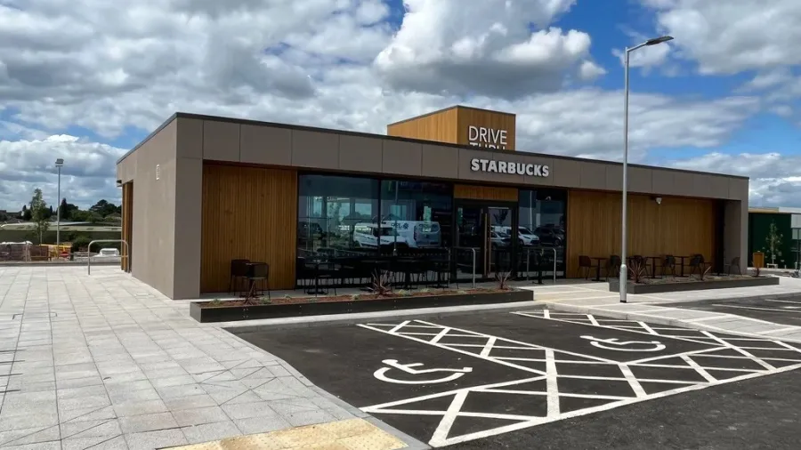 Starbucks Tamworth Drive Thru store on Tamworth, Staffordshire. /23.5 Degrees