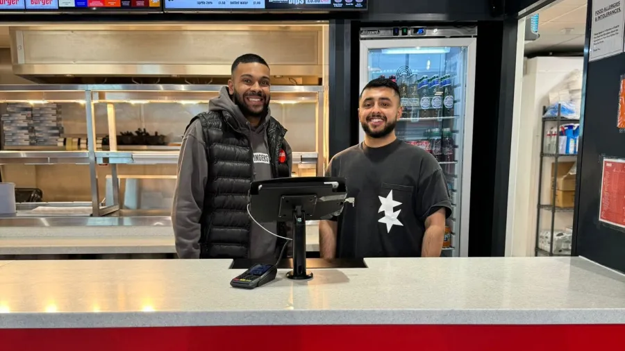 Wingers co-founder Amran Sunner with franchisee Tajinder Choongh. /Photo provided.