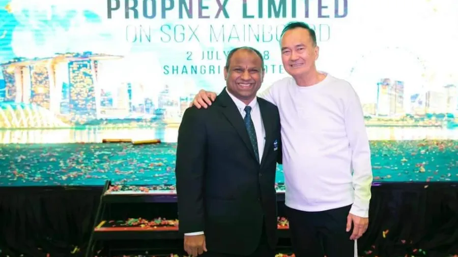 Photo of PropNex Realty CEO Ismail Gafoor (L) and real estate “legend” Dennis Wee (R) from Propnex.